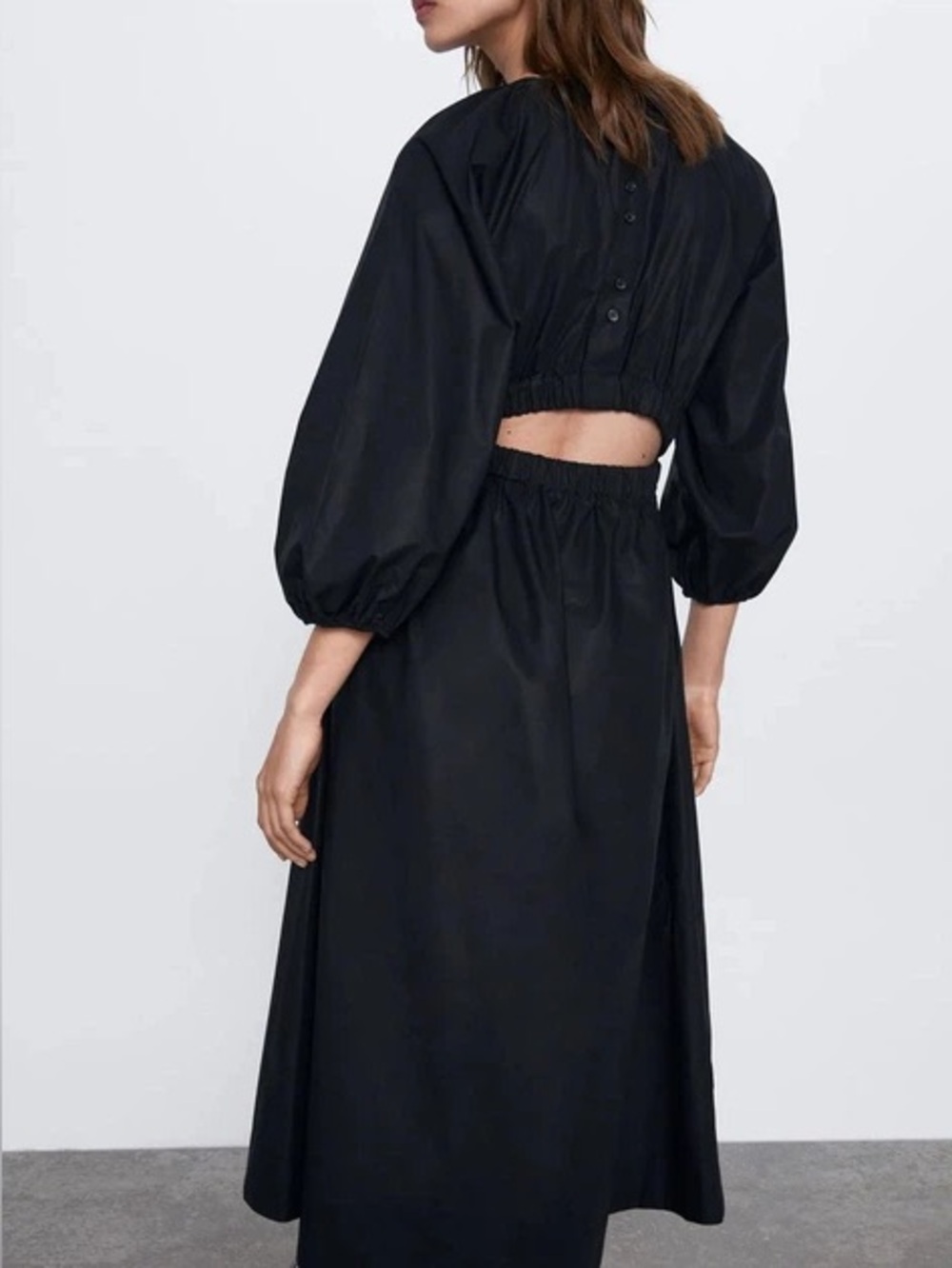 ZARA Black Midi Dress (cut-out back)